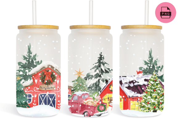 16 Oz Libbey Christmas Tumbler Print Templates & Graphics