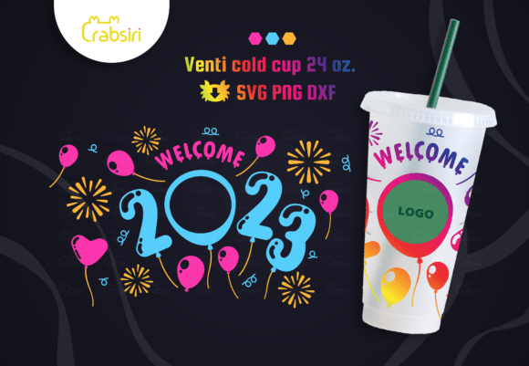 Balloon 2023 Cold Cup 24oz Graphics for Crafts & Branding