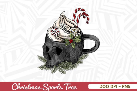 Christmas Skull Cup Candy Gothic Style Graphics for Crafts