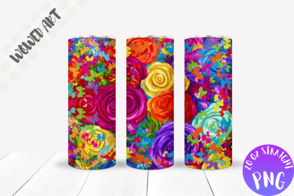 Colored Roses Tumbler Graphics for Crafts Publishing