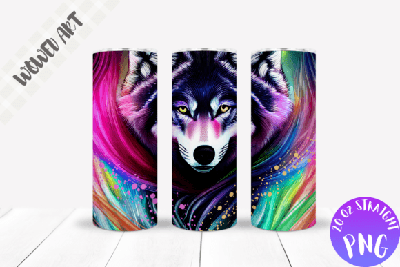 Colored Wolf 20 Oz Skinny Tumbler Wrap: Graphics & Crafts
