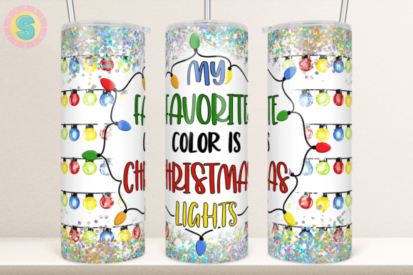 Colorful Christmas Lights Tumbler Graphics for Crafts