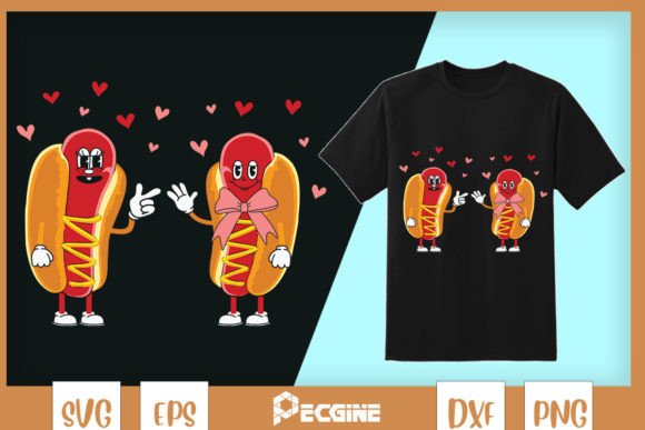 Cute Hotdog Couple Valentine SVG: Crafts Graphics Review