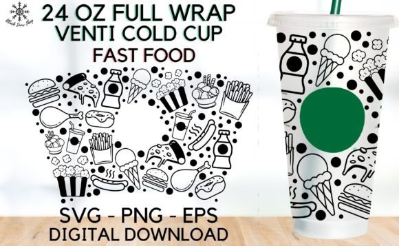 Fast Food Wrap Venti Cold Cup Graphics & Illustrations