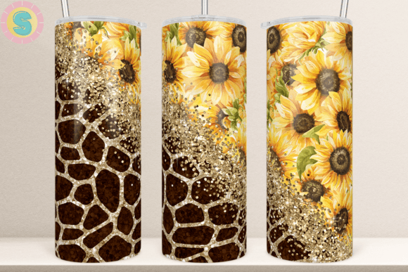 Floral Giraffe Glitter Tumbler Graphics & Crafts