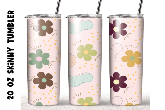 Flowers Boho 20oz Skinny Tumbler Wrap Graphics & Crafts