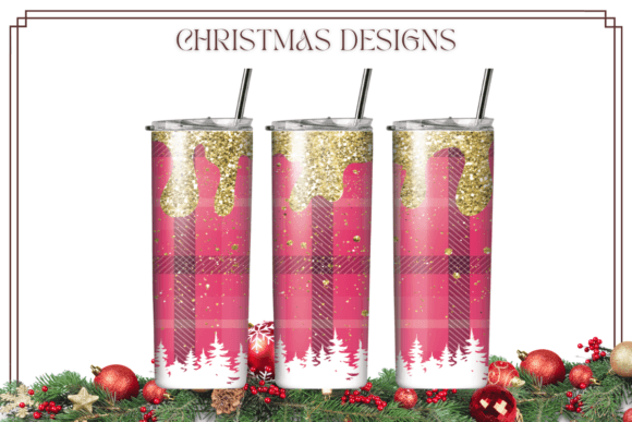 Glitter Christmas Tree Coffee Tumbler Graphics & Print Templates