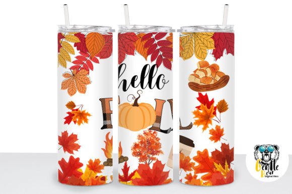 Hello Fall 20oz Skinny Tumbler Wrap