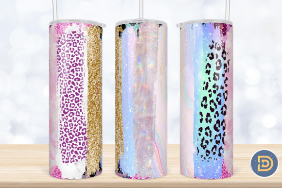Holographic Leopard Glitter Tumbler PNG Graphics for Crafts