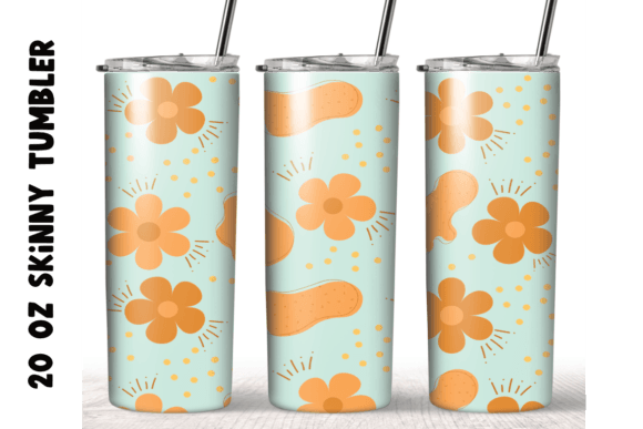 Orange Flowers Boho 20oz Skinny Tumbler Graphics for Crafts