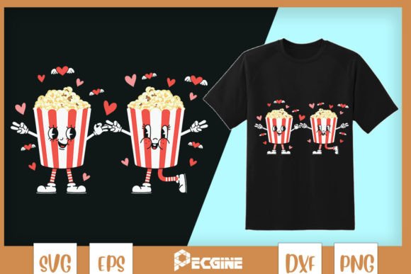 Popcorn Couple Fastfood Valentine SVg for Crafts & Graphics