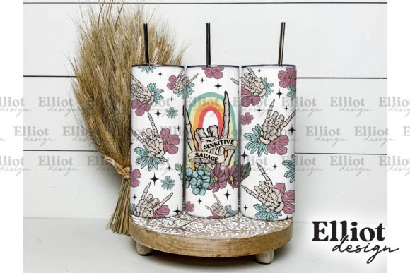 Sensitive Savage Skeleton Tumbler Wrap for Crafts & Graphics