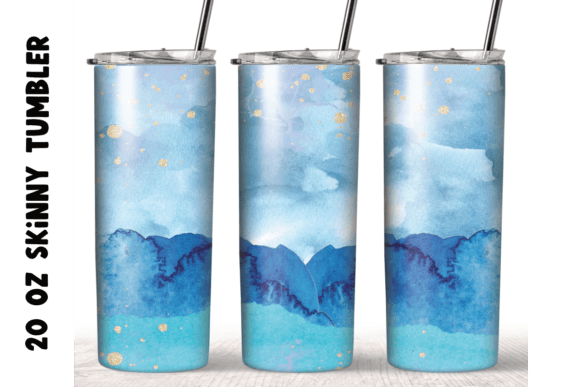 Watercolor Blue Ink Tumbler Wrap: Graphics & Crafts